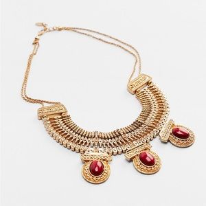 Zara stone metal necklace NWOT